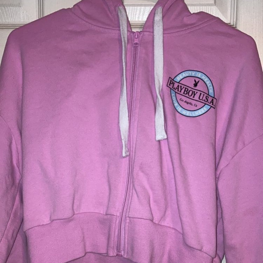 Womens cropped playboy zip up